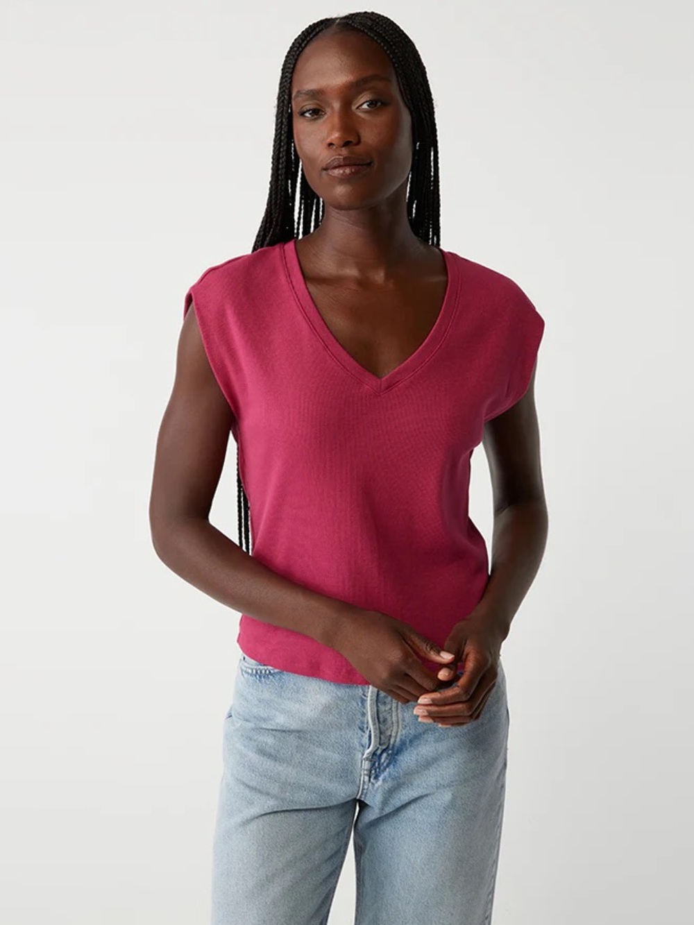 Michael Star Tati Power Shoulder Top Cabaret Pink